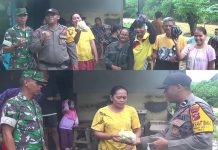 Bhabinkamtibmas Banuaran Salurkan Bantuan Sembako untuk Puluhan Warga Terdampak Banjir Bandang