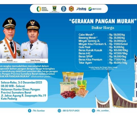 Bencana dan Lonjakan Harga Tak Boleh Bebani Rakyat, Pemprov Sumbar Kembali Gelar Gerakan Pangan Murah