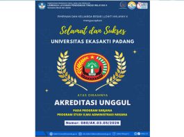 Universitas Eka Sakti Catat Prestasi, Prodi Administrasi Negara Terakreditasi Unggul