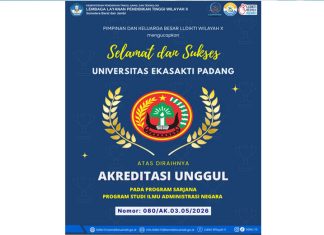 Universitas Eka Sakti Catat Prestasi, Prodi Administrasi Negara Terakreditasi Unggul