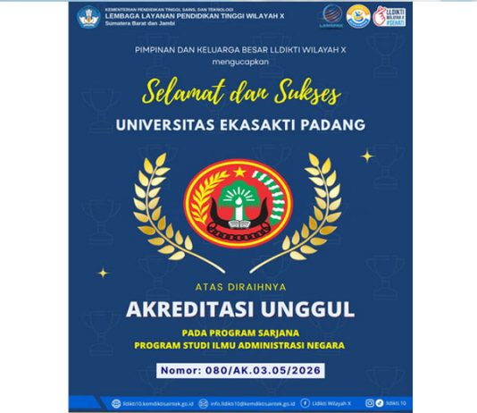 Universitas Eka Sakti Catat Prestasi, Prodi Administrasi Negara Terakreditasi Unggul