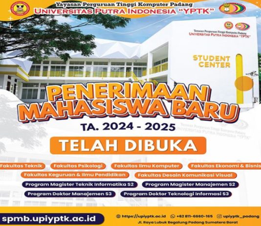 Penerimaan mahasiswa baru UPI YPTK Tahun Akademik 2024 – 2025 Telah Dibuka!