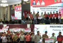 Gubernur Mahyeldi Serahkan Bonus Rp9 Miliar Lebih Kepada Para Atlet dan Pelatih berprestasi di Sumbar