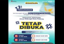 Libur Nasional, Disdukcapil Kota Padang Tetap Buka Layani Adminduk